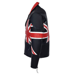 Chaqueta de cuero genuino de vaca 100% personalizada con bandera del Reino Unido para hombre, chaqueta de cuero para motocicleta con bandera británica BRANDO, cremallera cruzada YKK - Product Image 2