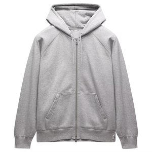 Sweat-shirt en molleton gris à capuche et fermeture éclair pour homme, coupe classique, couleur unie, 100 % coton, hiver, imperméable, coupe-vent, avec poches - Product Image 2