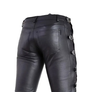 Pantalon Homme en Cuir Véritable Mi-lourd Décontracté de Haute Qualité, Élégant, Brillant, avec Poches, Imperméable, Fermeture Éclair, Automne, Vente en Gros - Product Image 2