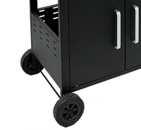 Chariot de barbecue à gaz en acier inoxydable avec quatre brûleurs, brûleur latéral, rangement et roues pour terrasse extérieure