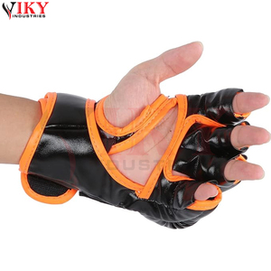 Bon Fournisseur Nouvelle Arrivée Gants d'Entraînement MMA à Imprimé Flamme Noir et Orange Équipements de Grappling et de Sparring pour Arts Martiaux - Product Image 4