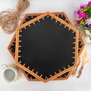 Handmade Rattan Mother of Pearl Tray <b>Decorative</b> Tray Eco Friendly Natural MOP Inlay Home <b>Kitchen</b> <b>Decorative</b> woven style tray - Product Image 6