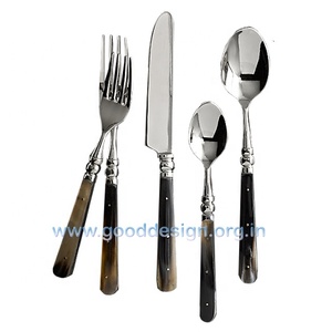 Handmade Italian Style Portable Stainless Steel <b>Flatware</b> <b>Set</b> Brass White/Black Resin Handles Mirror Polish Vintage Royal Design - Product Image 2