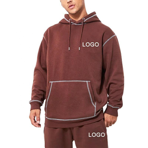 Nouvel ensemble de survêtement 2 pièces en coton 100 % avec logo personnalisé, style streetwear, à coutures contrastées inversées, comprenant un sweat à capuche et un pantalon de jogging pour homme - Collection 2026 - Product Image 3