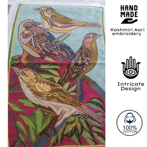 Tapiz Bohemio Sostenible Premium de 3x2 Pies con Bordado Aari a Mano de Animales, Decoración Artesanal para el Hogar y Hoteles, Duradero, para Ramadán y Cumpleaños - Product Image 2