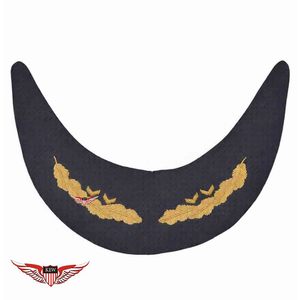 Visières de casquette KEW brodées à la main or sur feuille de chêne noire, accessoires uniformes pour défilés et cérémonies, avec pointe en fil de soie. - Product Image 3