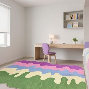 Alfombra de Felpa Abstracta Colorida, Textura Suave de Terciopelo, Mezcla de Poliéster de Alta Calidad para Sala de Estar o Dormitorio - Product Image 2