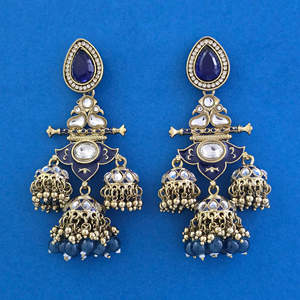 Boucles d'oreilles pendantes Kanhai Jewels en laiton, perles bohèmes, sans nickel ni plomb, placage Mehndi, pour femme, mariage, 15g - Product Image 4