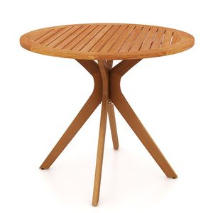 Tavolo da Pranzo in Legno da Esterno da 35,5 Pollici con Piano a Doghe e Gambe Curve - Eleganti Set da Giardino - Product Image 5