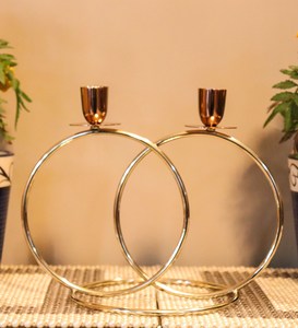 Porte-bougie de table en aluminium doré, élégant et décoratif, pour table à manger, salon et décoration intérieure - Product Image 4
