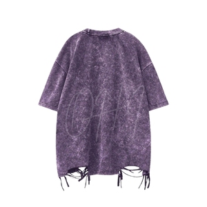 Camiseta Oversize para Hombre con Efecto Desgastado, Estilo Urbano Hip Hop, Ajuste Holgado, Lavado Ácido, 100% Algodón, con Logo, Moda de Verano - Product Image 2