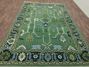 Tapis en laine traditionnel Oushak à motifs floraux noué à la main |   Tapis fait main de couleur vertâtre, style vintage pastel, décoratif pour salon - Product Image 6