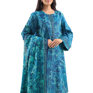 Collection de vêtements pour femmes pakistanaises en tissu lawn, élégante tenue salwar à 3 pièces imprimée, design tendance pour les occasions spéciales - Product Image 4