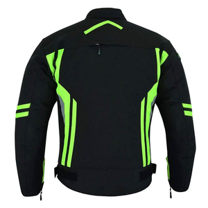 Blouson de moto noir et vert fluo pour homme, coupe droite, coupe-vent, col montant, bandes réfléchissantes, style motard - Product Image 1