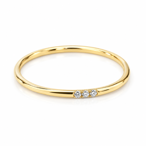Anillo de Oro Amarillo con Tres Piedras de Moissanita, Corte Brillante Redondo, Engaste de Garra, Estilo Clásico, Anillo de Promesa para Mujer - Product Image 1