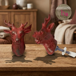 Ba Red Reindeer Shape Cast Iron Modern Kitchen Cabinet Knobs for Dresser <b>Wardrobe</b> Rustic Furniture Handle Easy Installation - Product Image 1