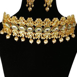 Indian Classic Women's Choker Wedding Engagement Anniversary Party Green Traditional Crystal Kundan Faux Pearl Alloy Gold <b>Gift</b> - Product Image 2