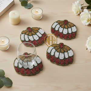2026 Customized Dining Decor Glamorous Handmade Glass Beads Initial Coaster Eco-Friendly 10mm Thickness Restaurants Cafes Uttar - Product Image 2