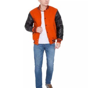 Premium Unique OEM Custom Chain Chenille Patch Embroidery <b>Leather</b> Sleeve Vintage Baseball Letterman Varsity <b>Jacket</b> For <b>Men</b> - Product Image 2