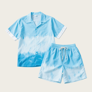 Conjunto elegante de ropa para vacaciones de verano para hombre, camisa estampada de manga corta transpirable y pantalones cortos a juego, conjunto moderno de dos piezas - Product Image 2