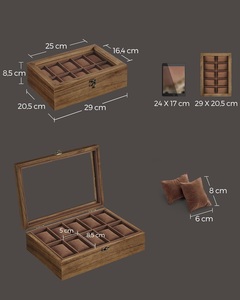 Wood Watch <b>Box</b> with 10-Slot Case Solid Organizer Large Glass Lid Watch Display & Jewelry <b>Storage</b> <b>Box</b> - Product Image 2