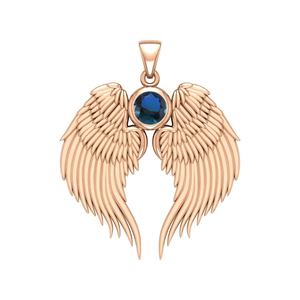 Opal Angel Wing Birthstone <b>Pendant</b> Rose Gold Plated with Round Opal Stone 3 cm Wing Charm Necklace Jewelry - Product Image 4