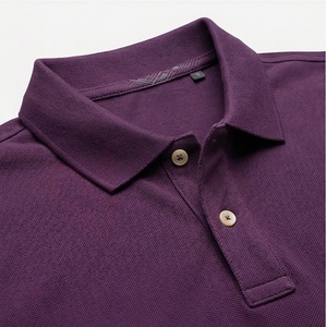 Polo pour homme en piqué 100% coton, manches courtes, violet, décontracté, respirant, coupe classique, design tricoté uni - Product Image 4
