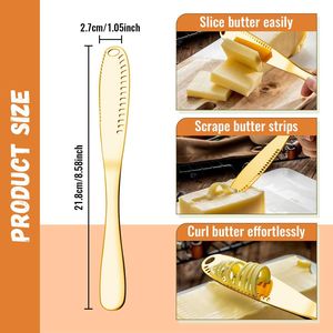 Set di 4 Coltelli da Tavola in Acciaio Inossidabile Dorato con Fori, Utensili da Cucina 3-in-1 Better Butter Spreader - Product Image 4