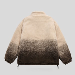 Men's Gradient Color Sherpa Fleece <b>Jacket</b> Stand Collar Pullover Casual <b>Winter</b> Thick Loose Fit Regular Length - Product Image 4
