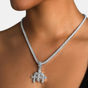 Collier pendentif croix en argent 925 plaqué rhodium avec chaîne à maillons pour un usage quotidien, unisexe - Product Image 1