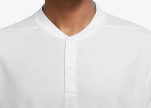 T-shirt col roulé zippé blanc pour homme, coupe droite, décontracté, tricoté, 100 % coton, logo frontal, respirant - Product Image 3