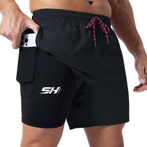 Shorts de sport 2 en 1 extensibles dans quatre sens pour hommes, adaptés à la musculation, à la force athlétique, au soulevé de terre, au crossfit et aux séances d'entraînement. - Product Image 1