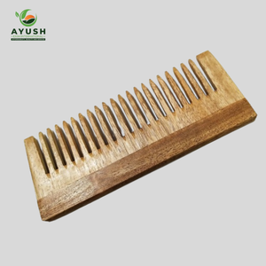 Pure Neem Wood <b>Wide</b> Tooth <b>Comb</b> with Custom Logo for Frizz Control and Split End Prevention - Product Image 2