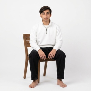 Sweat-shirt personnalisé pour homme à col montant zippé, en molleton bouclette premium, coupe décontractée, style streetwear minimaliste - Product Image 6