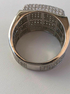 Iced Out Moissanite Diamond <b>Pinky</b> <b>Ring</b> Men's Wedding Anniversary Gifts Him 925 Sterling <b>Silver</b> Gold Plated Hip Hop Style Jewelry - Product Image 6