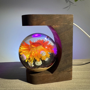 Luz de noche decorativa de resina epoxi, luz de bola de flores preservada esférica 3D, cada haz de luz muestra belleza eterna - Product Image 5