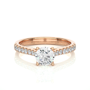 Bague élégante en or massif 18 carats avec diamant naturel de 0,855 carat, taille brillant rond, bijou de luxe pour anniversaire ou mariage - Product Image 1