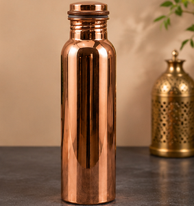Bouteille d'eau en cuivre pur de qualité supérieure, surface lisse, gourde en cuivre écologique, vaisselle en métal traditionnelle, hydro-cuivre - Product Image 3