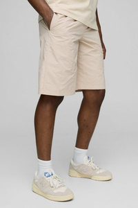 Pantalones Cortos Bermuda de Algodón Beige para Hombre, Cintura Media, Cierre Elástico, Estilo Casual, Color Sólido, Bolsillos, Tejido Transpirable - Product Image 2