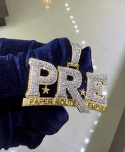 Moissanite <b>Custom</b> <b>Name</b> Pendant Iced Out Letter <b>Necklace</b> Hip Hop Luxury Statement Jewelry For Men - Product Image 2