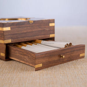 Cendrier en bois massif unique OEM, couvercle personnalisé, décoration de table polie pour la maison, le bureau, le salon, les fumeurs - Product Image 2