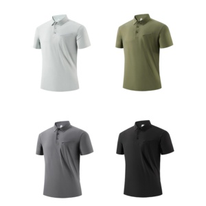 Camiseta de Golf de Manga Corta de Secado Rápido 100% Poliéster con Bolsillo con Cremallera en el Pecho, Ropa Deportiva y Casual, Polo de Alto Rendimiento para Hombre - Product Image 1