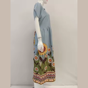 Camisón corto informal de verano para mujer, con cuello redondo y volantes, con cremallera frontal, cómodo para uso diario, largo hasta la rodilla - Product Image 6