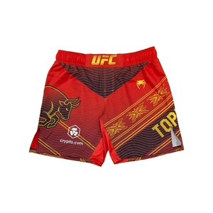 Kit de combat MMA pour hommes UFC, t-shirt noir, short rouge, impression par sublimation du logo, coupe régulière, respirant, 150 GSM, séchage rapide, vêtements d'arts martiaux - Product Image 3