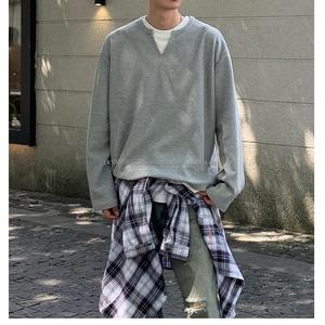 OEM Unisex Waffle Pullover <b>T</b> <b>Shirt</b> Double Layer <b>Long</b> <b>Sleeve</b> Hoodie Custom Men High Quality Blank Plain <b>T</b> <b>Shirt</b> - Product Image 3