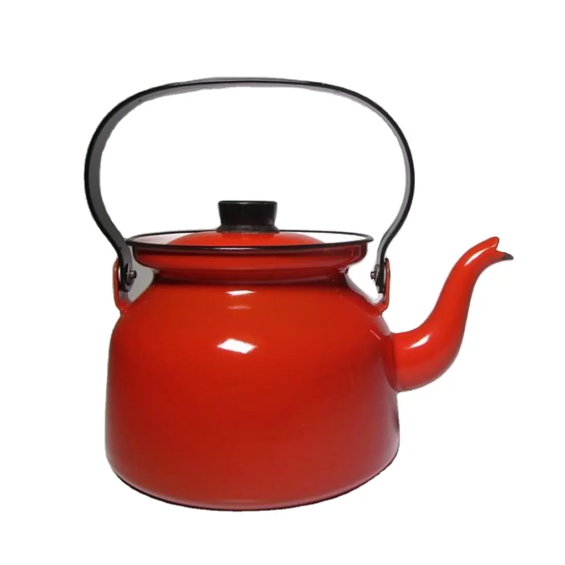 Red Enamel Stainless Steel Tea Serving Kettle for Hotels Supply Kitchenware Appliance Good Quality Metal Tea Pot Hot Sale price