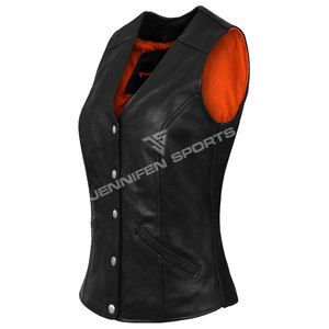 Chaleco de Cuero Genuino Impermeable de Alta Calidad para Mujer, Talla Personalizada, Ropa Exterior para Motocicleta con Diseño Transpirable y Bolsillos - Product Image 3