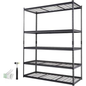 Scaffale Metallico a 5 Ripiani Regolabili, Capacità 900 Kg, Organizzatore per Garage, Nero, 152 cm di Lunghezza - Product Image 1