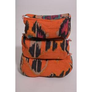 Bolsa de Cosméticos de Uso Diario de Gran Capacidad, Acolchada, de Algodón Ikat, Hecha a Mano, Estilo Bohemio, para Viaje, Organizador de Maquillaje con Cierre - Product Image 4