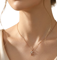 Collar con Colgante de Diamante de Laboratorio Redondo de Diseño Exclusivo, Oro Sólido de 14K y 18K, Joyería Minimalista, Collar con Dije Delicado